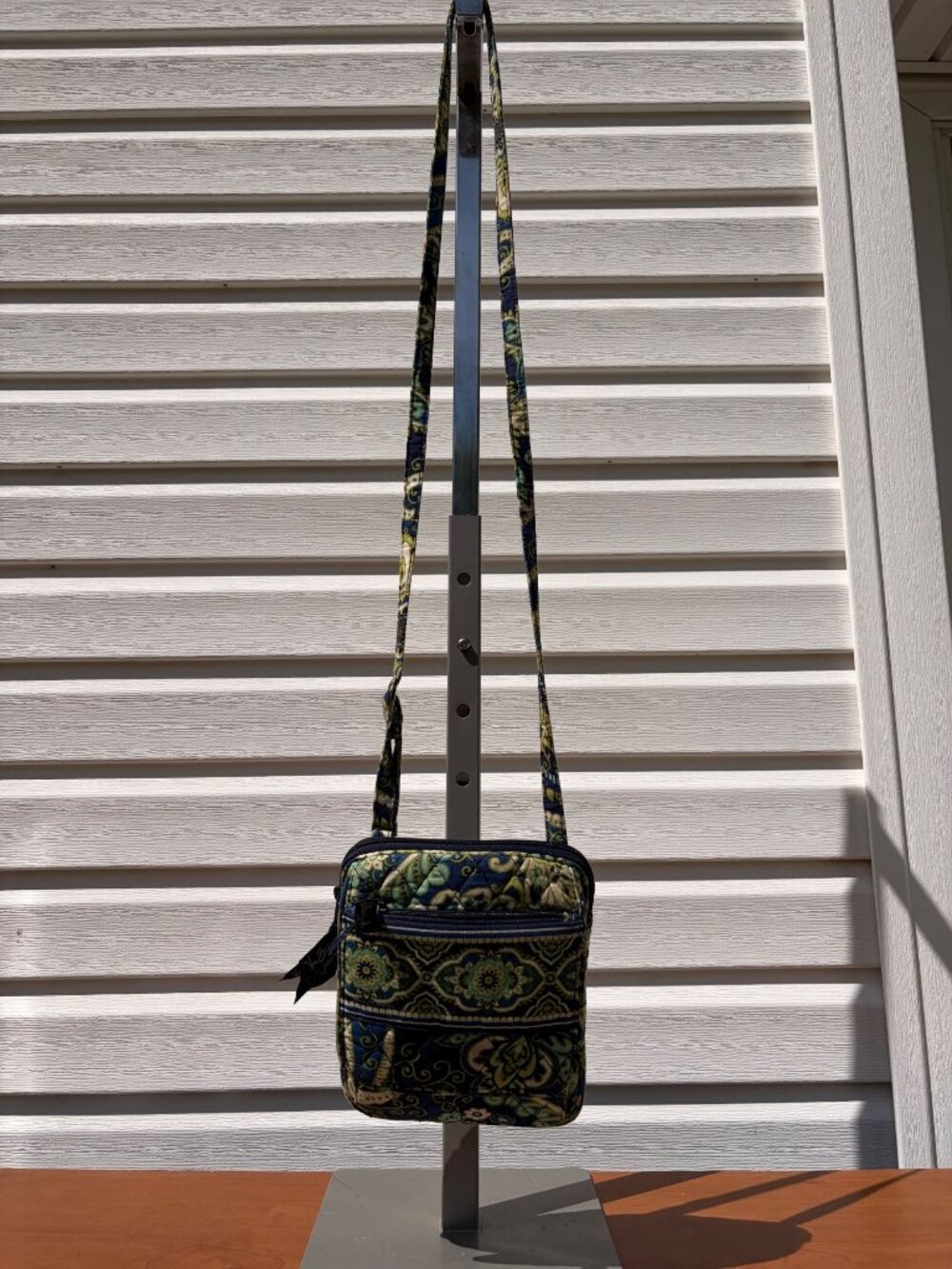 Vera Bradley Mini Crossbody Purse Bag Blue Green Medallion Quilted Cotton